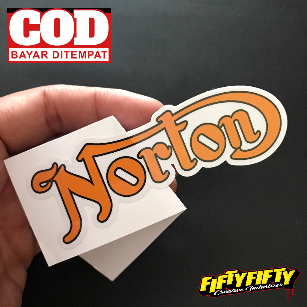 Stiker Print Cut NORTON Stiker Printing Laminasi Glossy Stiker Motor Mobil Helm Sudah Membentuk Pola Desain