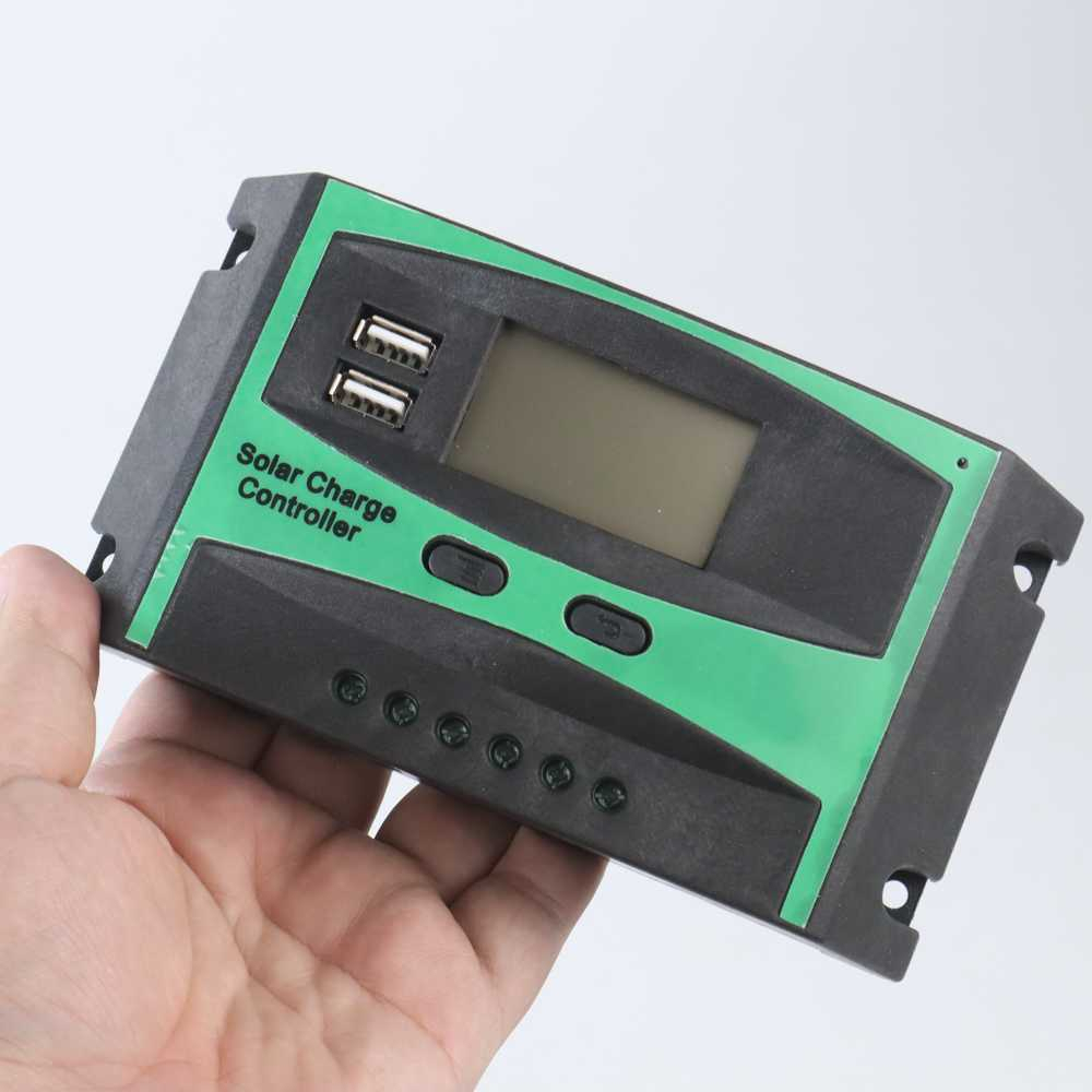 Solar Charge Controller Pengisi Daya Surya 30A Controller Regulator Dual USB 12/24V - DJ242001-2 Tampilan Besar Parameter LCD Memiliki LCD yang dapat memberikan info tentang daya, memutus, dan menyambungkan daya