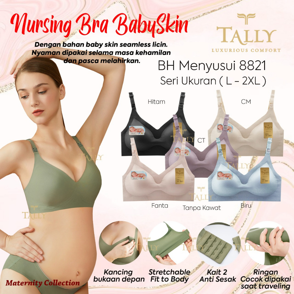 Bh MENYUSUI Tally 8821 (Cup B) Baby Skin Seamless | Busa Sedang Tanpa Kawat |mx