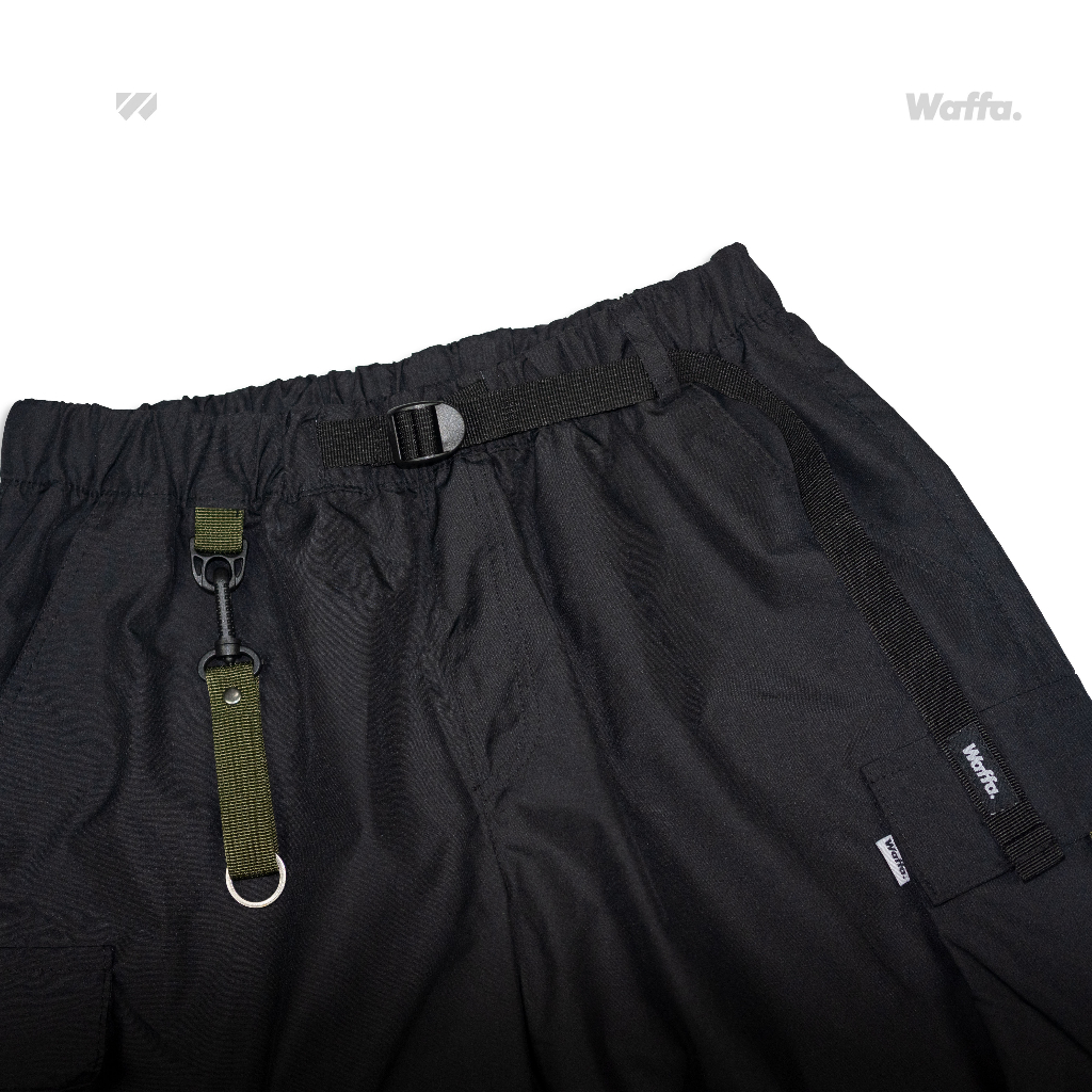 Boardshort Cargo Academica Waffa Hitam Army Polyester