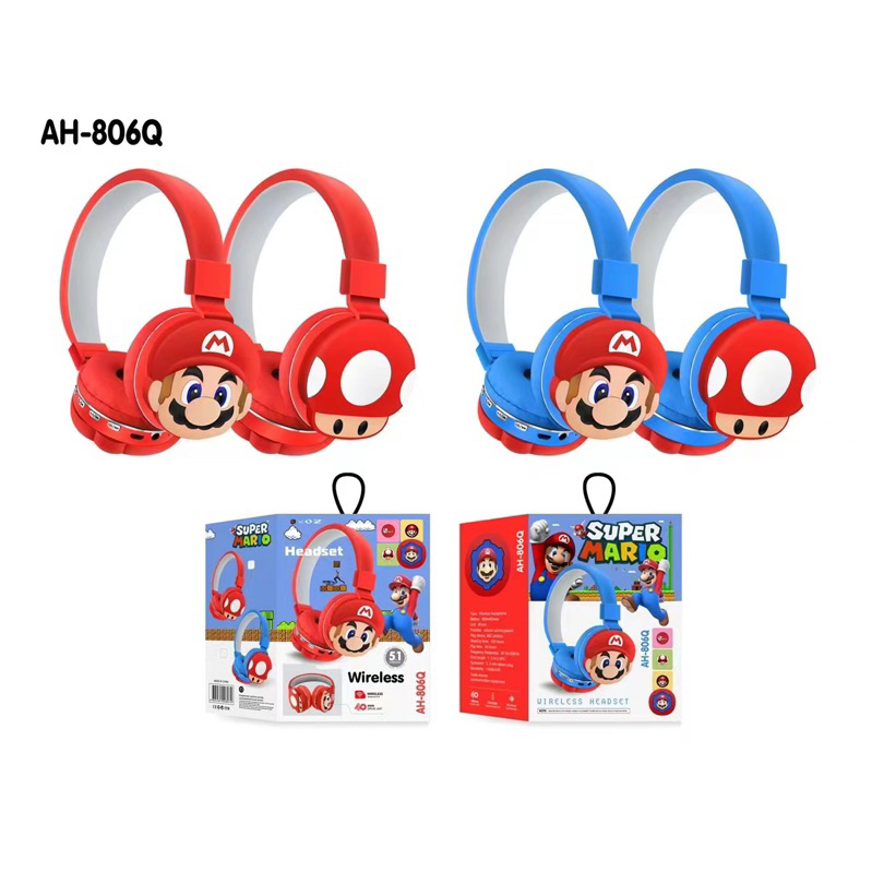 [ AH-806M / 807F ] HEADPHONE BANDO BLUETOOTH/WIRELESS KARAKTER KAWS / SUPERMARIO / DONALD /MICKEY BAHAN KARET TYPE AH-806 / AH 807F