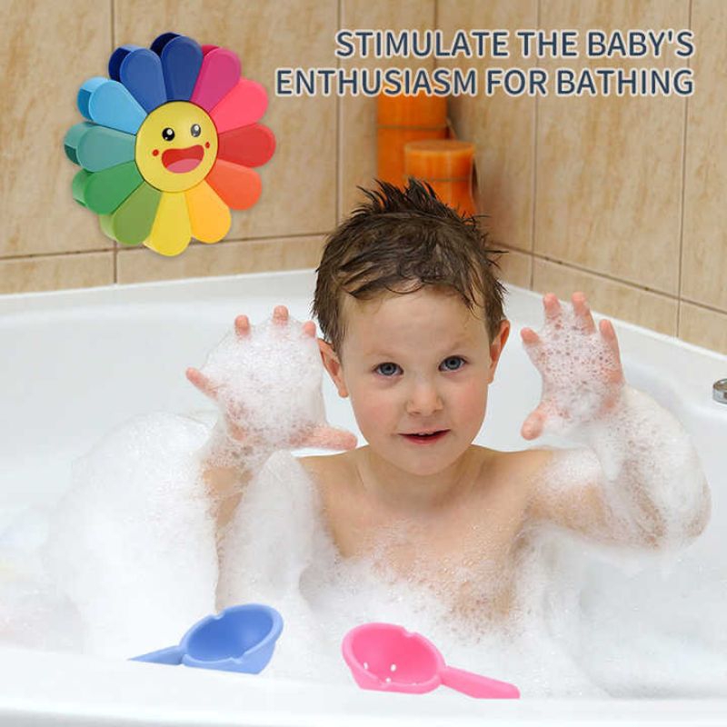 Mainan Sensory Anak Spinner Sunflower Water Play with Suction Bath Toys Mainan Gasing Mandi Air Bathtub Colorful Gangsing Dekorasi Kamar Kado Ulang Tahun Anak