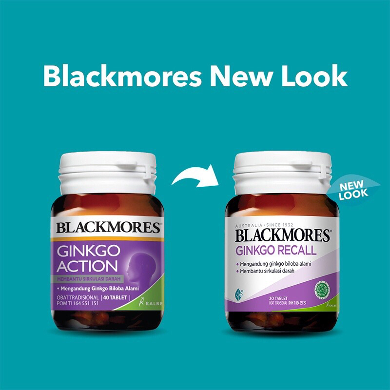 Blackmores Ginkgo Recall 30 tablet / Kemasan baru Ginkgo Action isi 40 untuk meningkatkan daya ingat atau konsentrasi