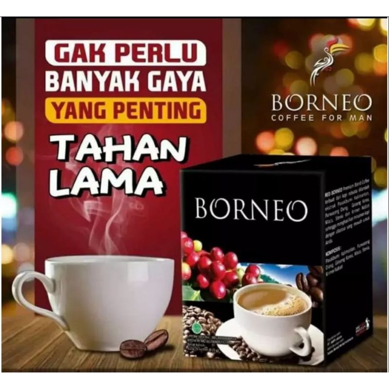 Kopi Borneo Kopi Stamina Pria Dewasa Ginseng Korea BPOM Coffe - kopi kuat tahan lama - kopi meningka