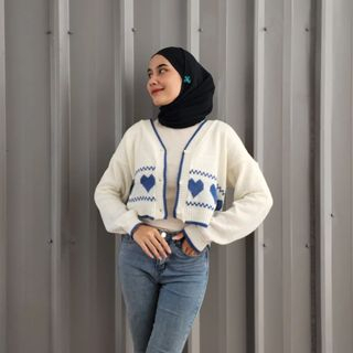 LOVA CROP OUTHER/ CARDIGAN RAJUT LOVE KANCING