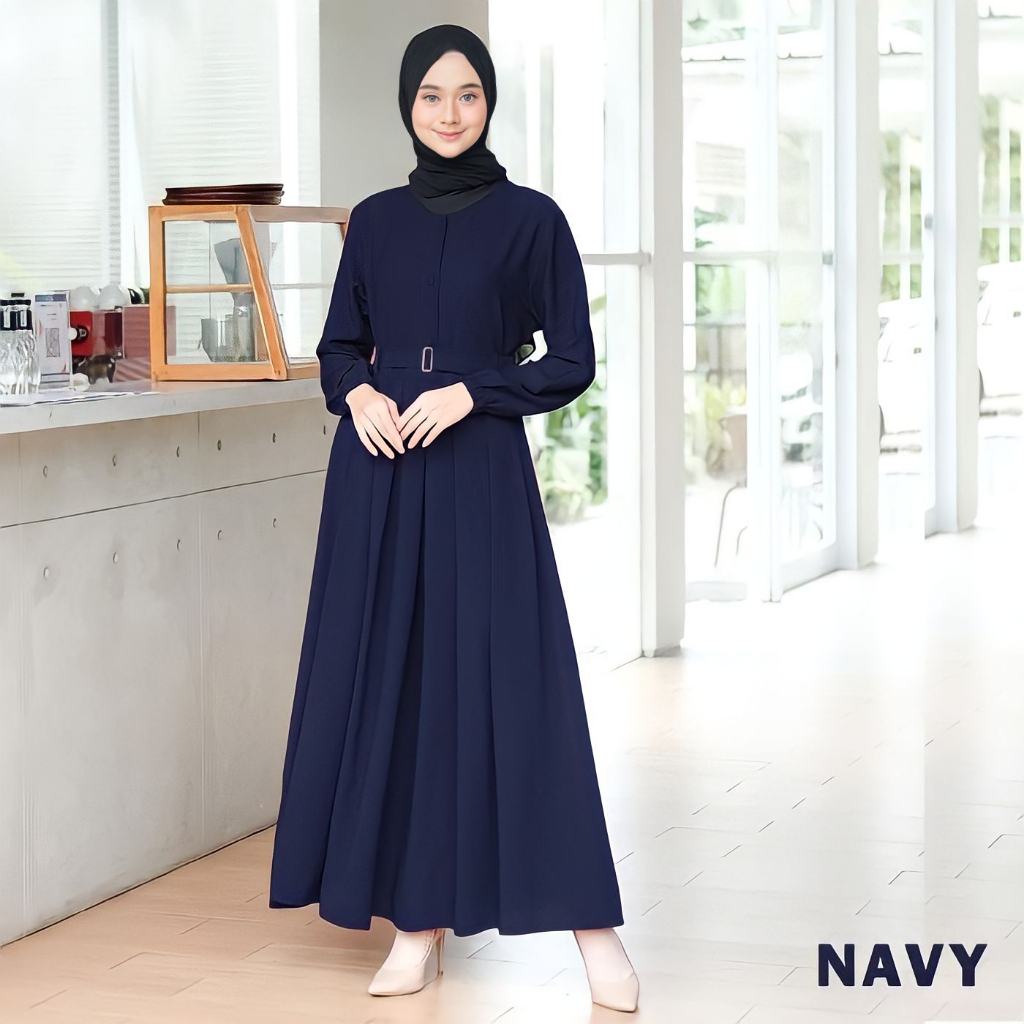 Gamis Monna Dress Sandira Belt Busui Friendly Syar'i Muslimah Terbaru Moscrepe Premium