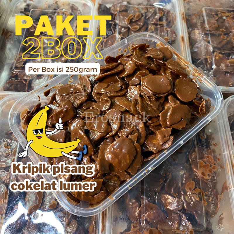 Erosnack Paket 2 Box Kripik Pisang Cokelat Lumer