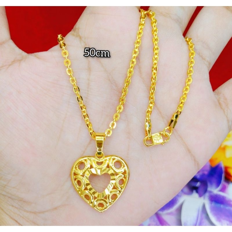 kalung liontin love random emas muda panjang 45 cm