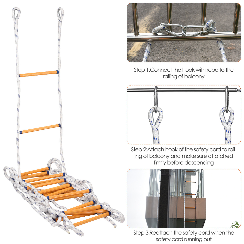 15 Meter Tangga Tali Kapal Tangga Tali Darurat Kapal Fire Escape Ladders Nylon Fire Escape Ladder