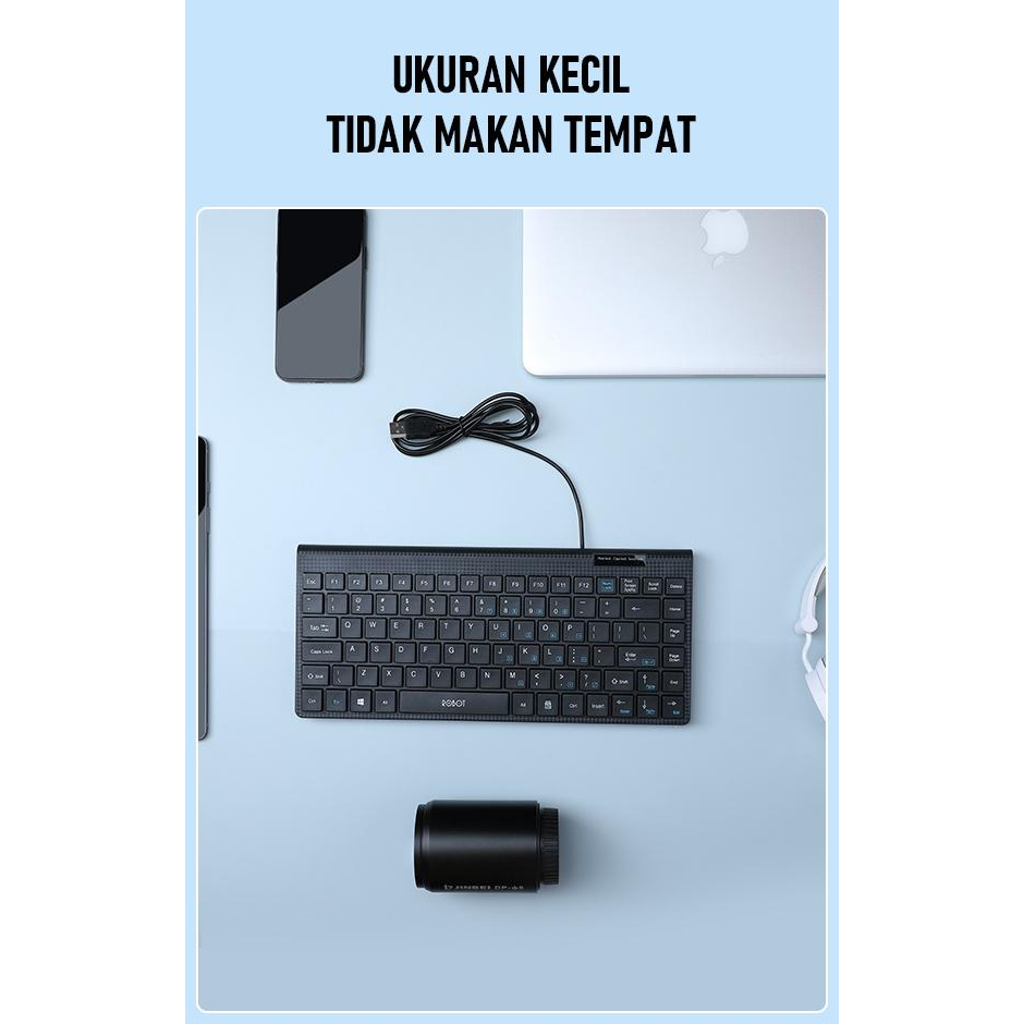 ROBOT Portable Mini Wired Keyboard RK10 Ultra-Thin Garansi Resmi 1 Tahun