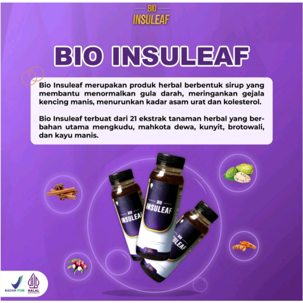 Bio Insuleaf Herbal Diabetes Official 1 Botol