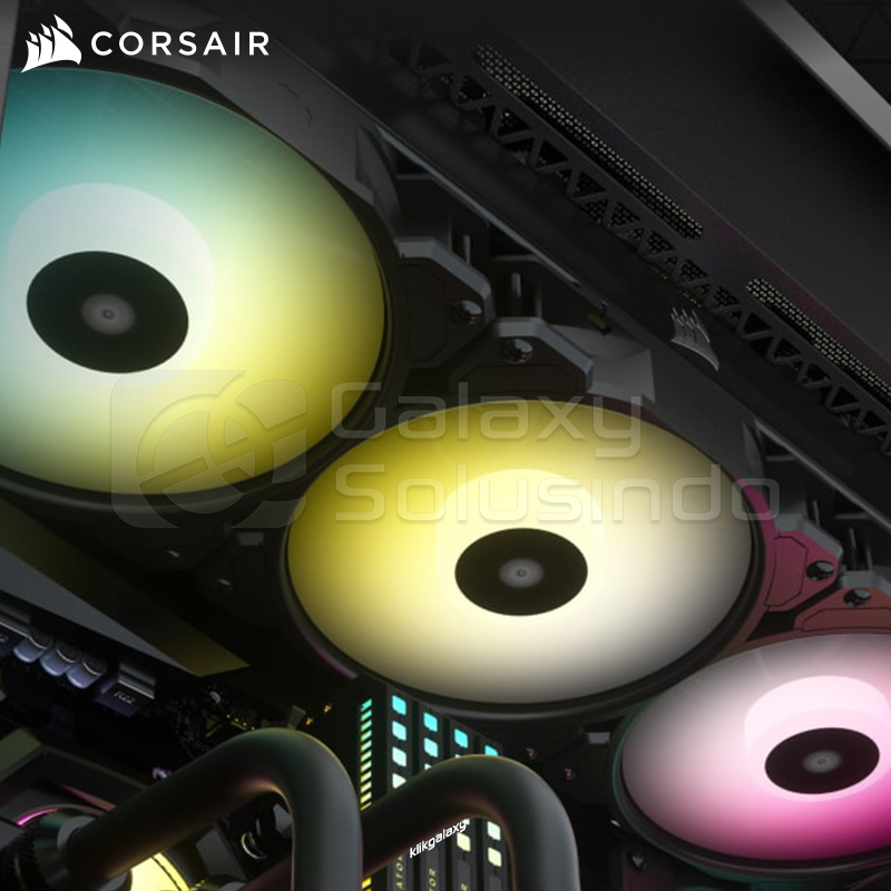 Corsair iCUE SP120 RGB ELITE Performance 120mm Black PWM Fan - 3 Pack with Lighting Node CORE