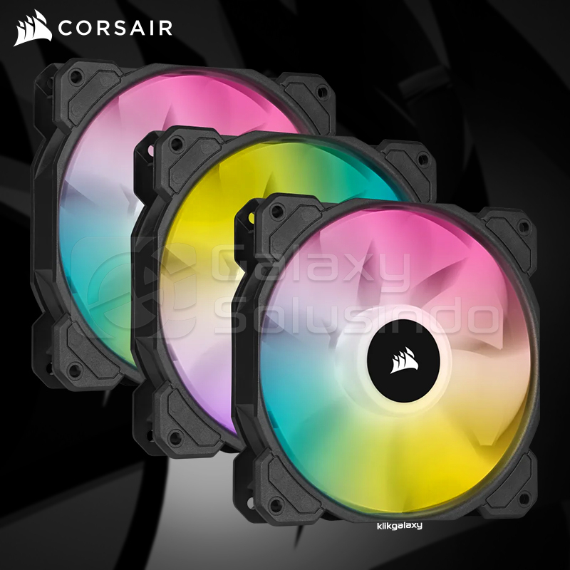 Corsair iCUE SP120 RGB ELITE Performance 120mm Black PWM Fan - 3 Pack with Lighting Node CORE