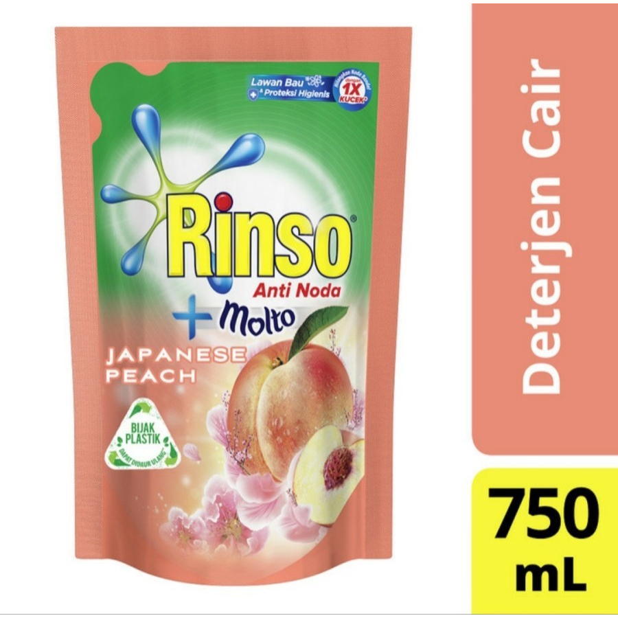 Rinso Detergen Cair Japanese Peach Antinoda Kemasan 750 ml Pouch Murah & Hemat
