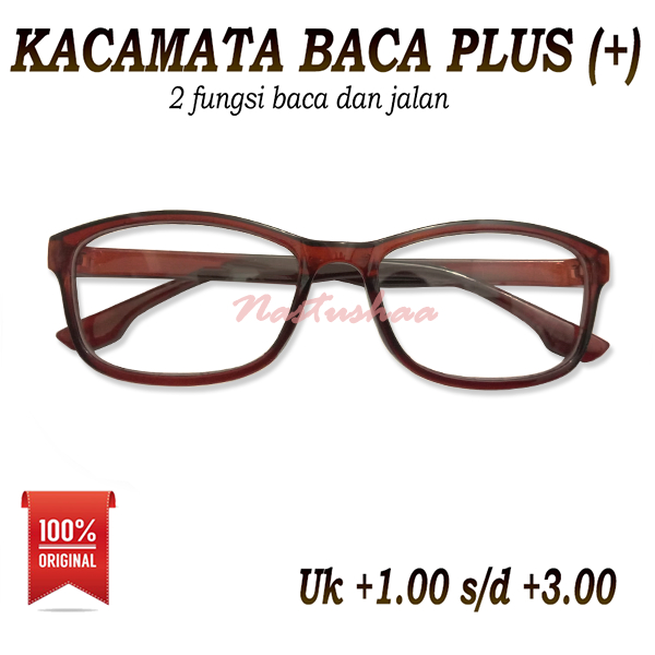 Kacamata Baca Plus (+) 2 Fungsi Pria Wanita Frame Coklat Uk +1.00 s/d +3.00 Kaca mata Plus Kacamata Rabun Dekat Kacamata Baca Lensa Plus Reading Glasses Unisex