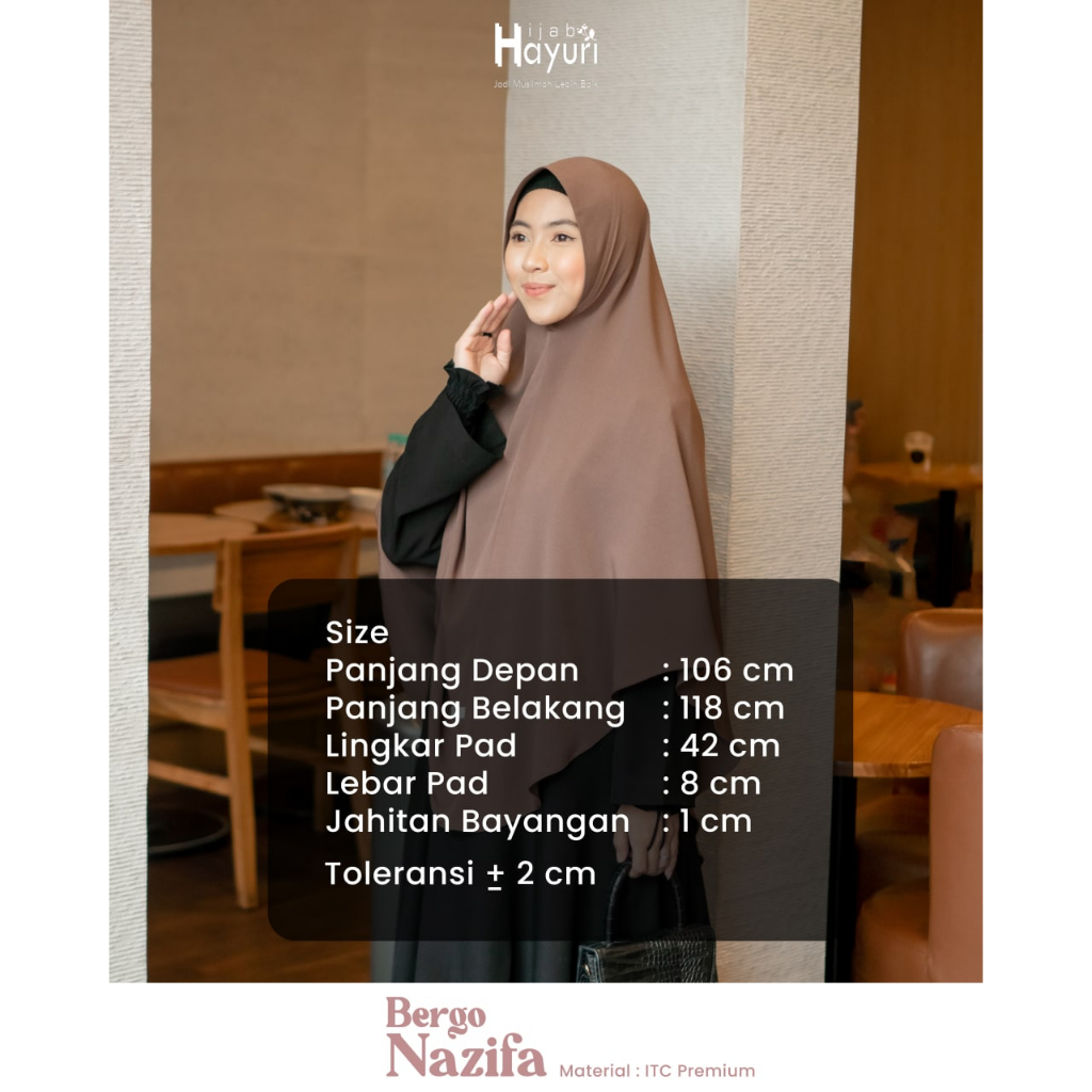 Hijab Hayuri Bergo Nazifa - Jilbab Instan Syar'i Non Pad - Bahan Ity Crepe / ITC Premium