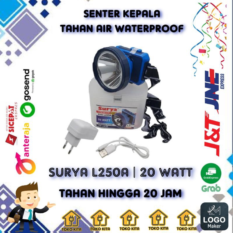 SENTER KEPALA SURYA TAHAN AIR WATERPROOF SURYA L205A 20 WATT