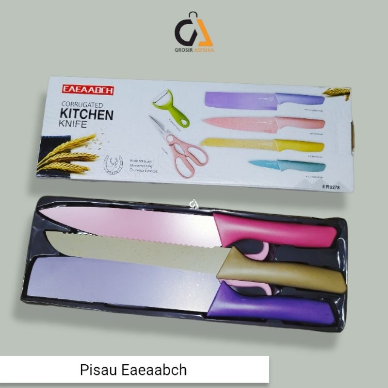 PISAU SET EVCRIVERH WARNA WARNI 6 IN 1 ORIGINAL DUS BUKAN MAGNET  / PISAU SET JERAMI / PERALATAN MASAK PISAU SLOT