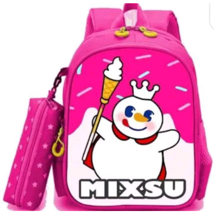 Tas mixue/Tas sekolah anak mixue/Tas tk/Tas SD/Tas ransel anak. TAS RANSEL BACKPACK ANAK SEKOLAH MOTIF LOGO/MASKOT MIXUE UNISEX