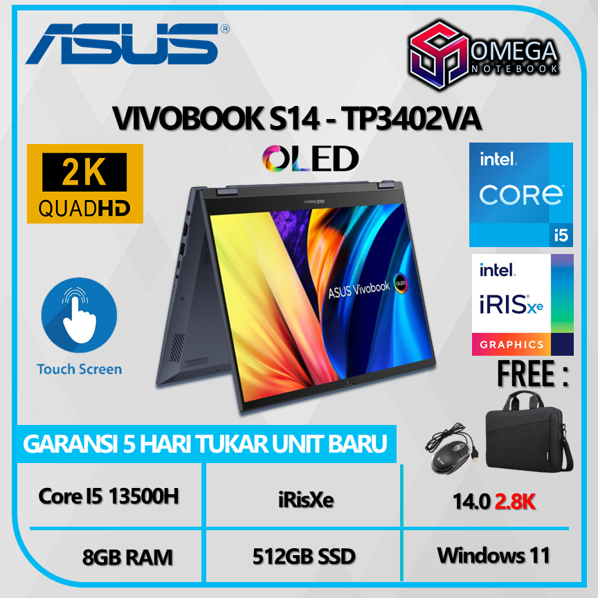 ASUS Vivobook S14 Flip TP3402VA OLED I5 13500H 8GB 512GB IRISXE Windows 11+OHS 14.0 2.8K