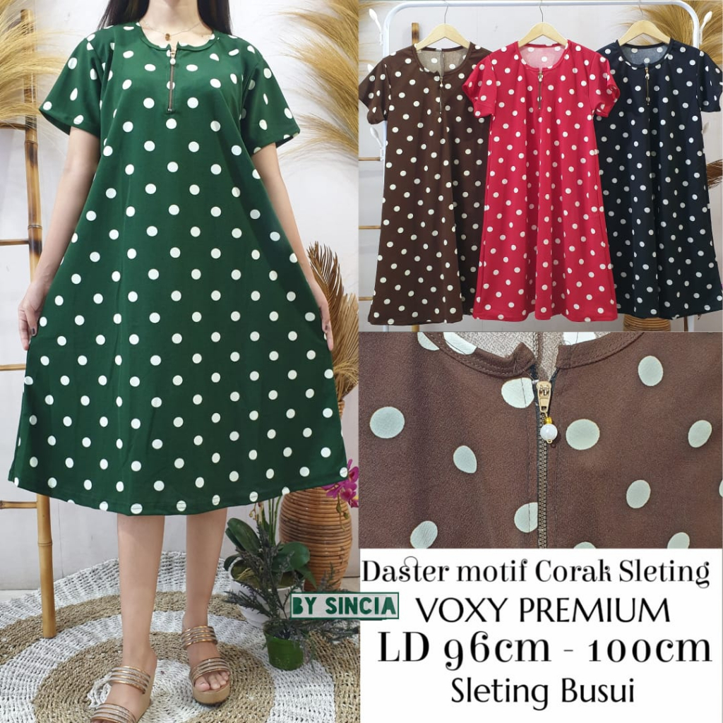 Daster Busui Corak Printing POLKADOT Terbaru ( Real Pic ) Daster Voxy Spandek Premium Ld 96-105CM