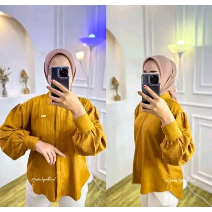 Kemeja Balon Ladycrush Luna Blouse Wanita Baju Kerja Kasual Kekinian Viral