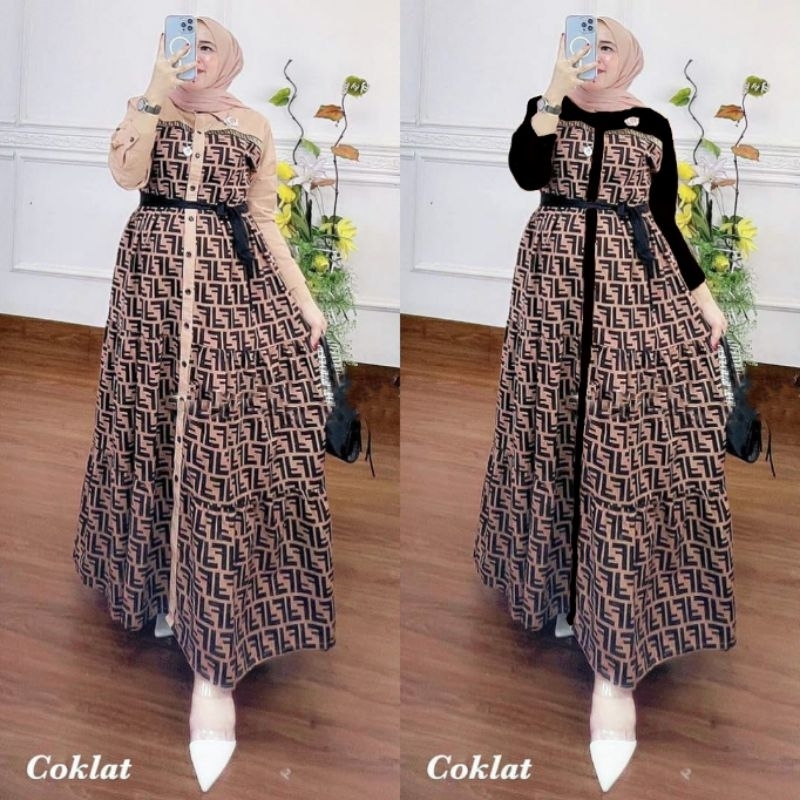 GAMIS PESTA ELEGAN MEWAH MOTIF FF/GAMIS KONDANGAN TERBARU 2024