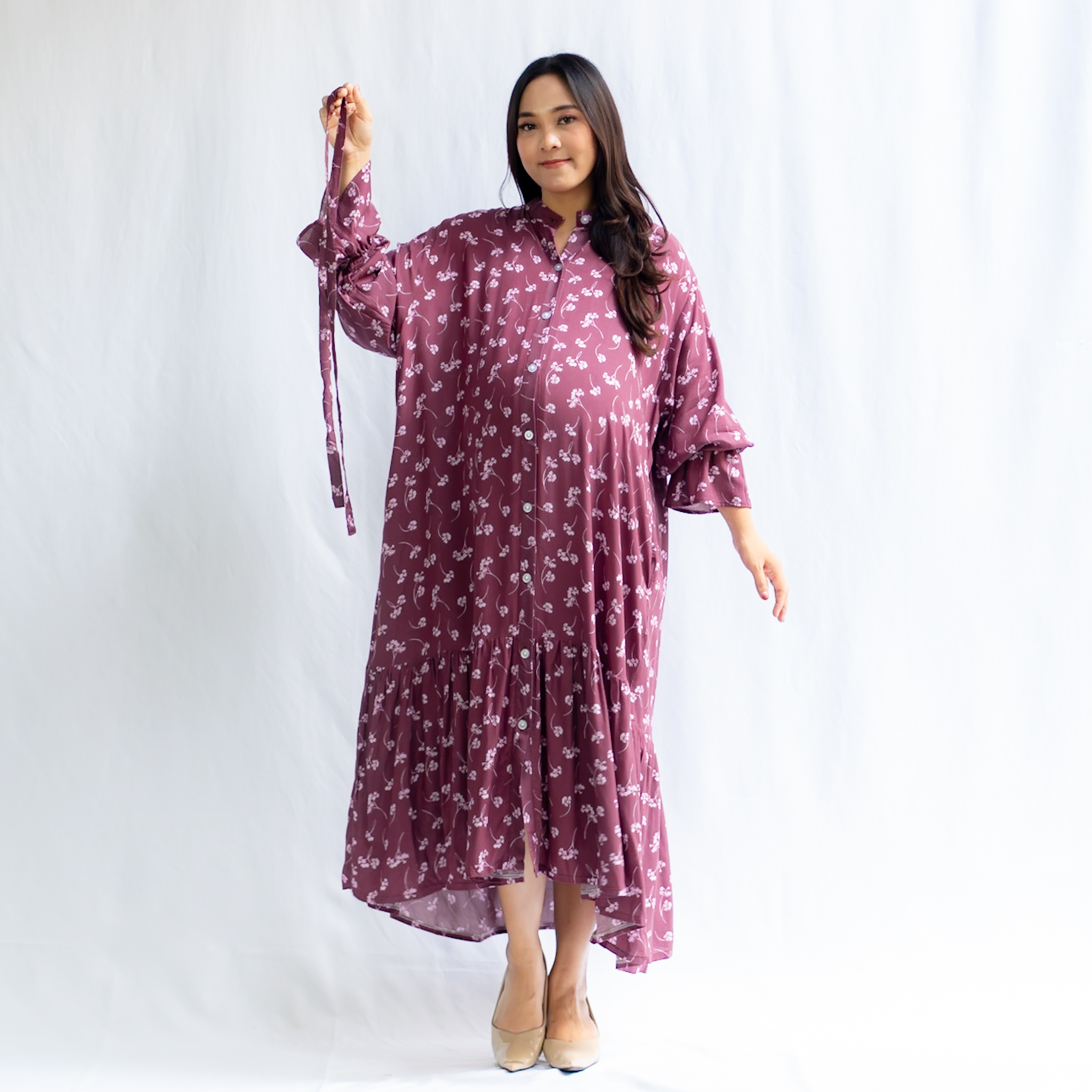 Bajuboo Anna - Daster Busui &amp; Bumil Friendly Rayon Lengan Ruffle