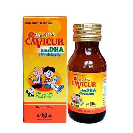 Cavicur Plus DHA Sirup Jeruk 60ml Erela - Vitamin Penambah Nafsu Makan / Vitamin Nutrisi Anak