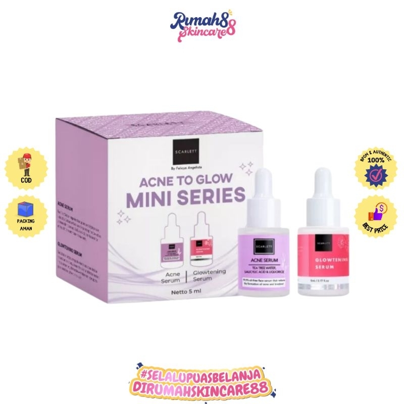 SCARLETT Whitening Acne to Glow Mini Series BPOM (Serum Acne &amp; Serum Glowtening)