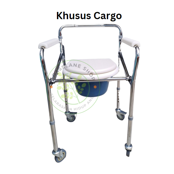 Kursi BAB / Commode Chair Roda bisa dilipat untuk manula KHUSUS CARGO