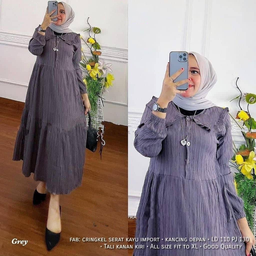 Neora Midi Dress Lady Crush Dress Crinkle Dress Busui