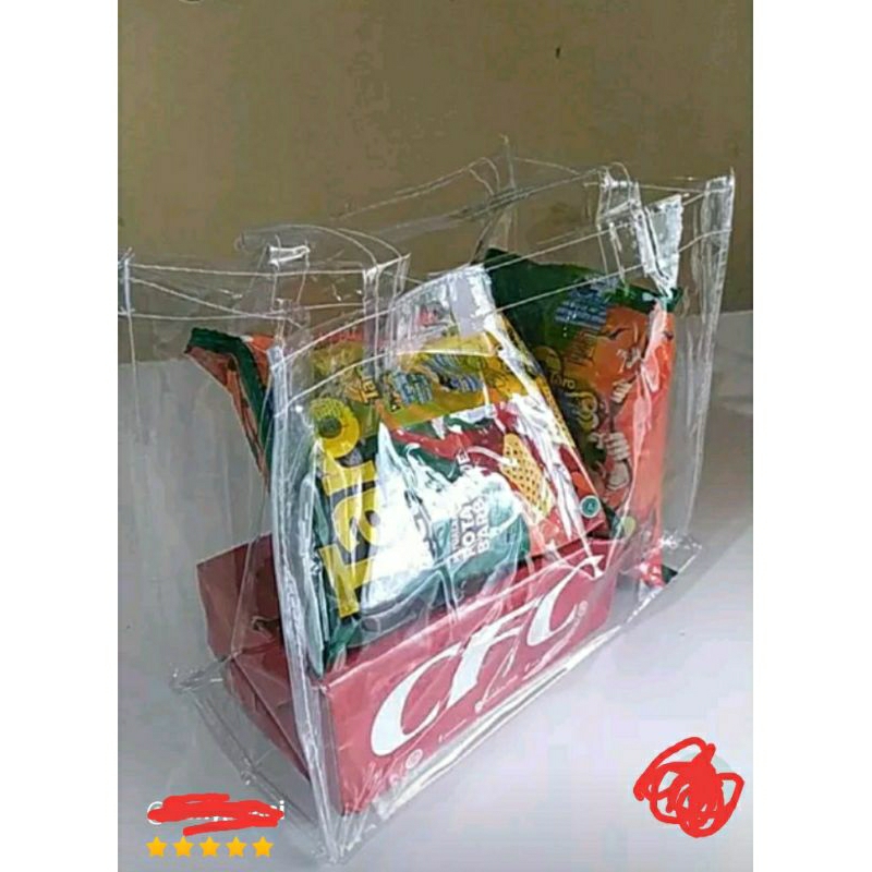 

Tas Mika Bening Ukuran Box KFC Bahan Tebal untuk Hampers / Bingkisan
