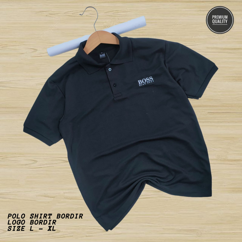 Kaos Polo Atasan Tshirt Berkerah Premium Pria Dewasa Lengan Pendek Bordir Boss