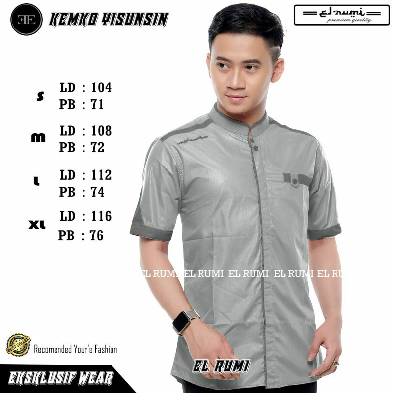 Baju koko El Rumi motif Yisusin lengan pendek Terbaru