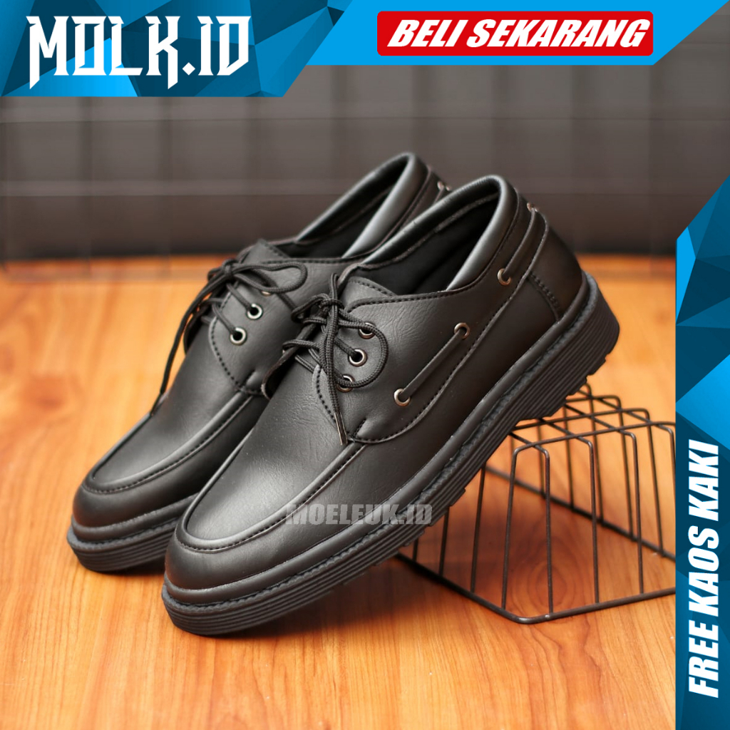 MOLK Sepatu Formal Pria Hitam Pantofel Kerja Kantor Kuliah Docmart