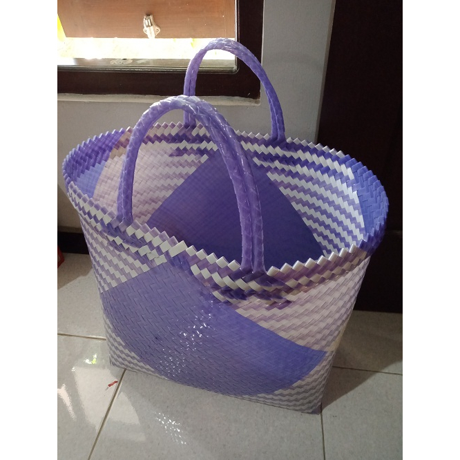 TAS ANYAMAN PLASTIK KACA GLOSY SUPER JUMBO MURAH
