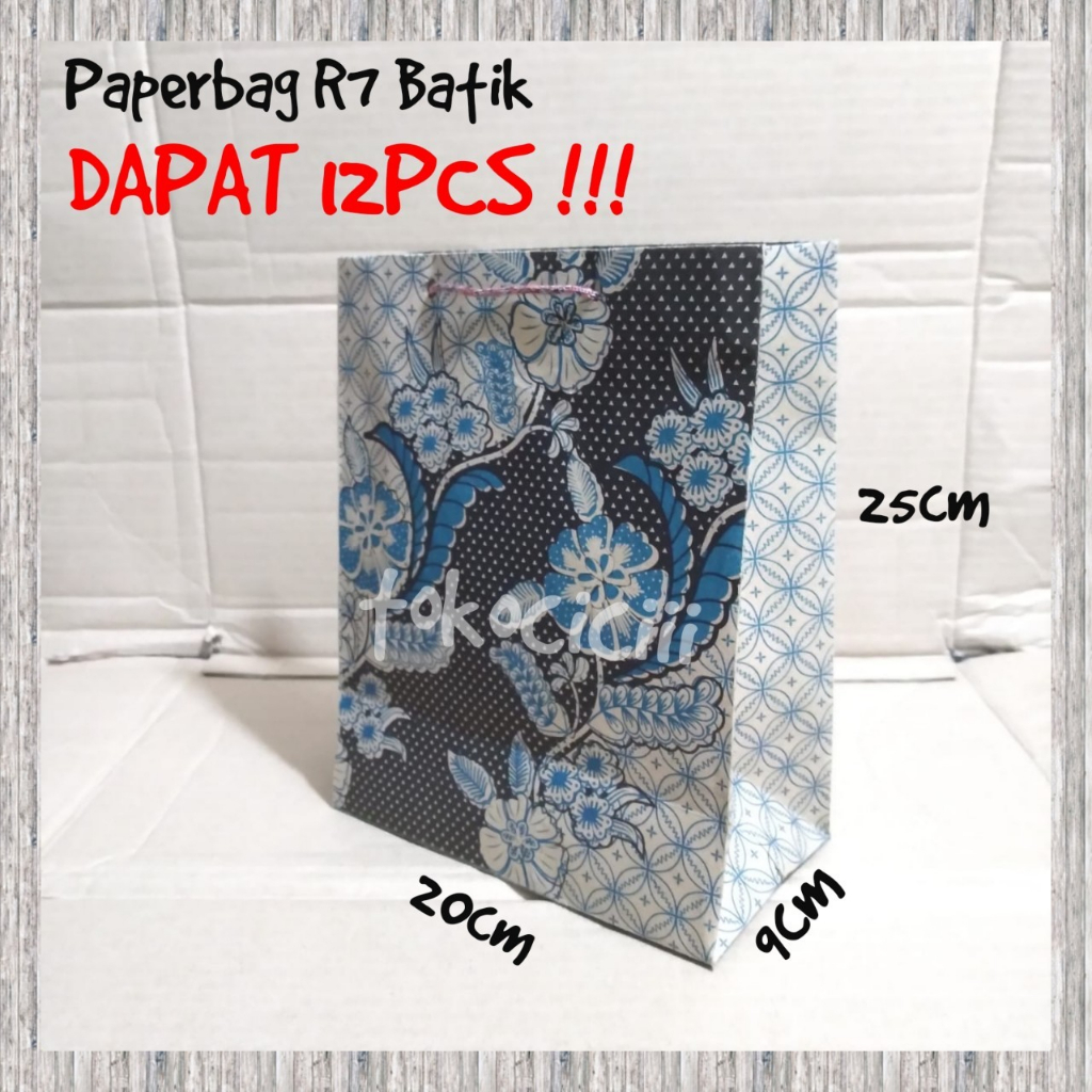 

Isi 12pc Paperbag R7 batik lusinan / tas kertas motif batik 20 x 25 / tas kertas batik / paperbag