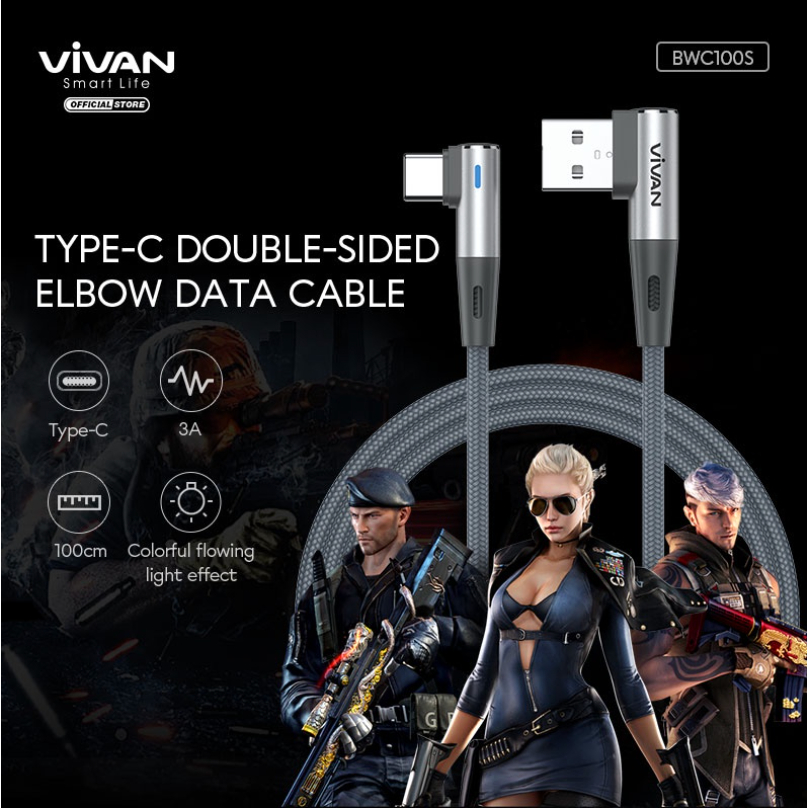 VIVAN Kabel Data Lightning Kabel Fast Charging Gaming Siku 2.4A - 1M - Garansi 1 Tahun - BWL100S