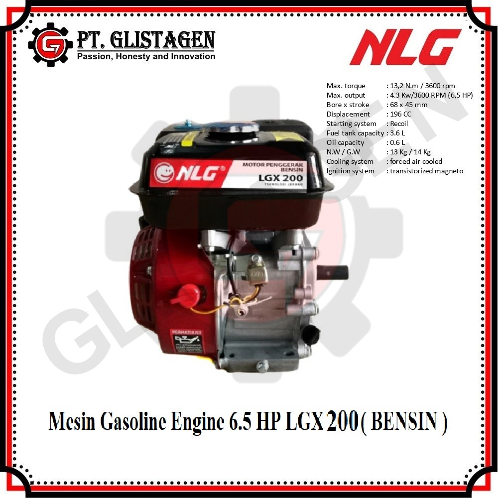 Engine LGX 200 NLG Mesin Penggerak Gasoline Bensin Serbaguna 6.5 HP