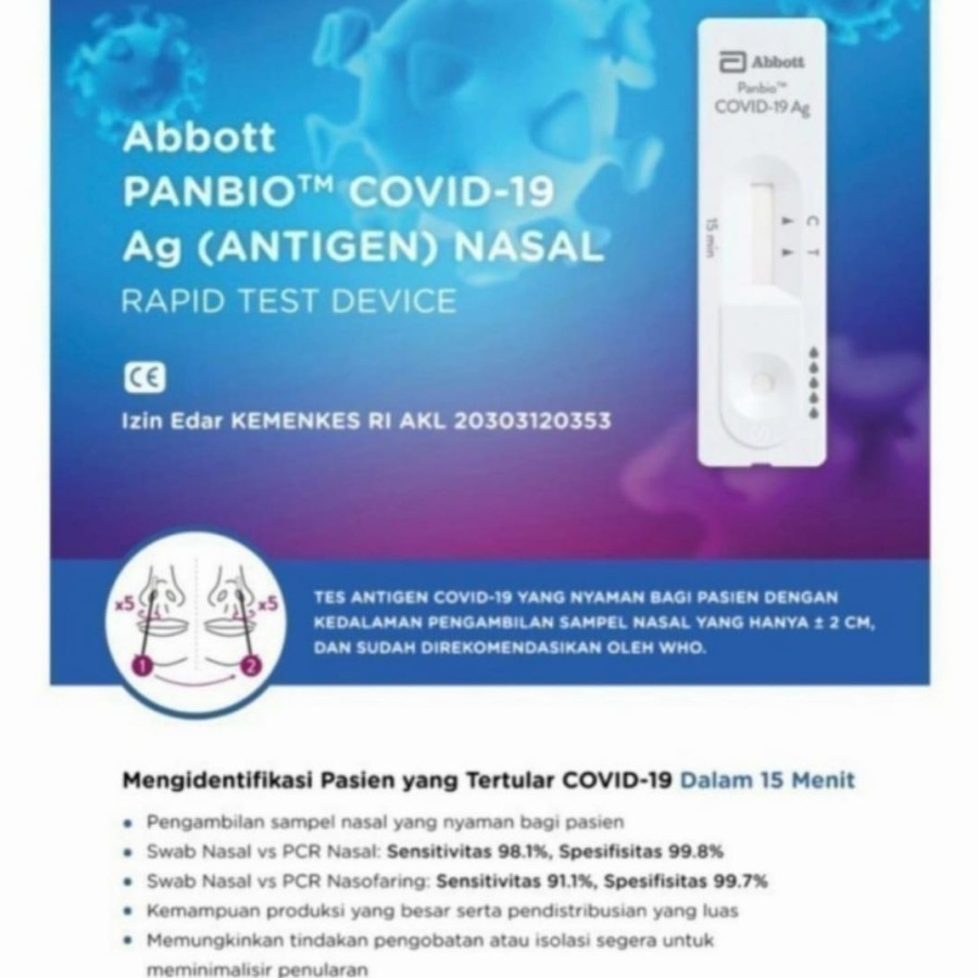 Abbot Test Swab Antigen Abbott Nasal Bioquick Rapid Antigen NASAL-NASOPHARYNG Alat Test Antigen