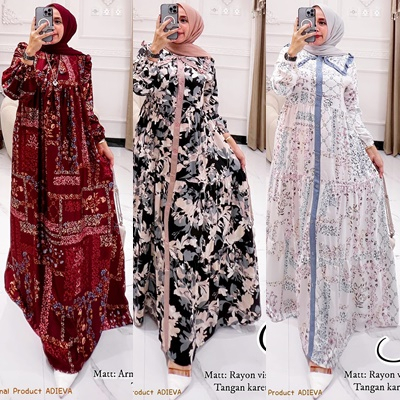 DRESS KATUN RAYON VISCOSE / 18.7 / CELIN CARMELO JASMINE SOLIA MELODY / LD 110 CM / PB 138 CM / ALLSIZE FIT TO XXL / ALYAREA