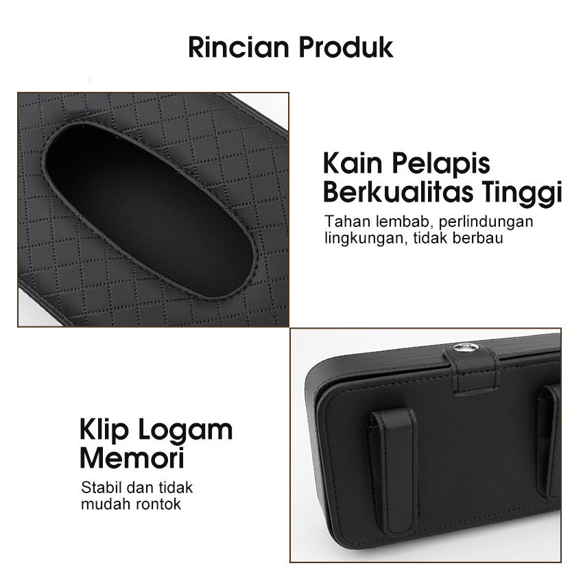【Large】Tempat Tisu Mobil / Kotak Tissue Kulit Mobil Gantung Car Visor Box Mewah Estetik Hiasan Universal