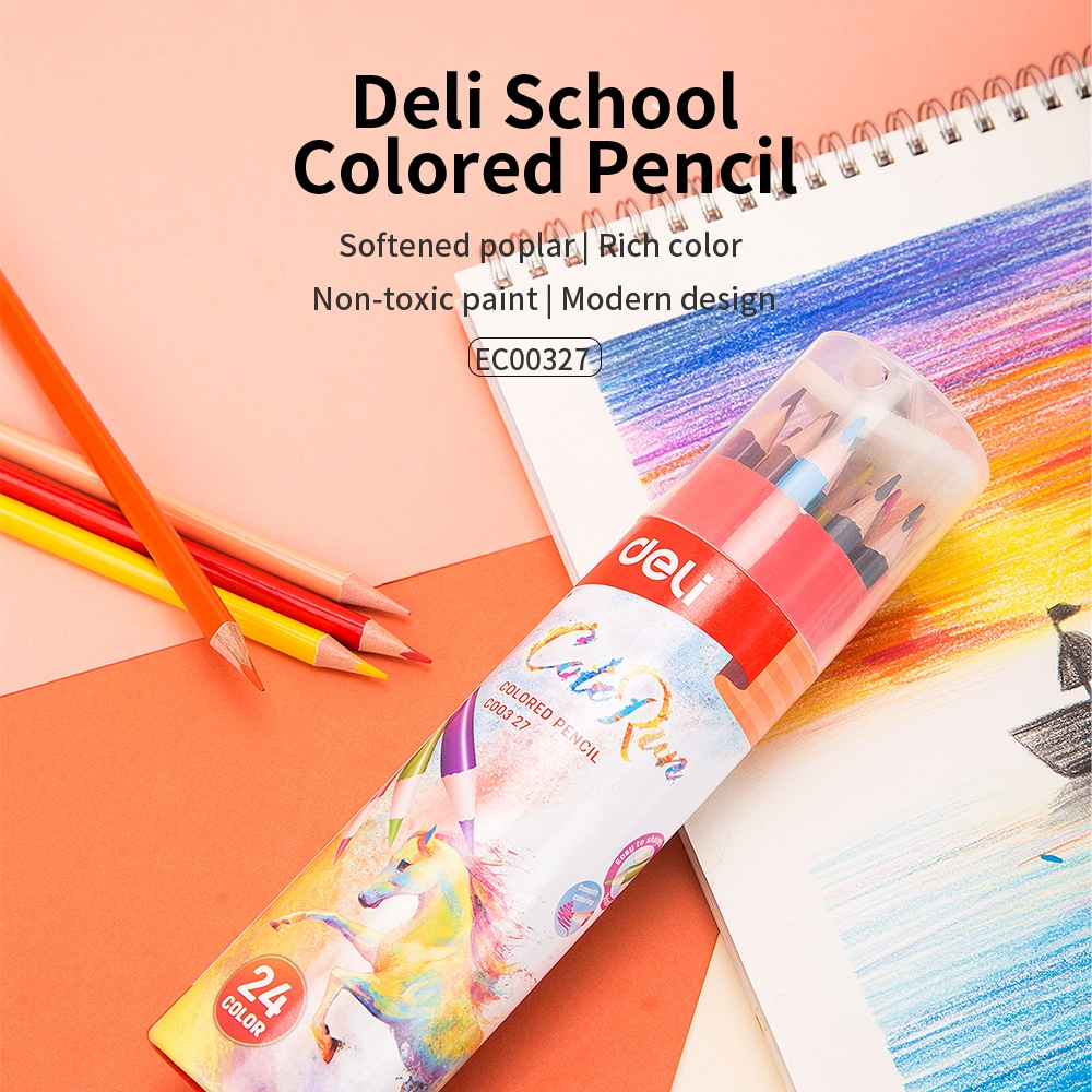 DODORY DELI004 Pensil Warna 12/24/36 Warna Dengan Bonus Rautan Pensil Pada Box