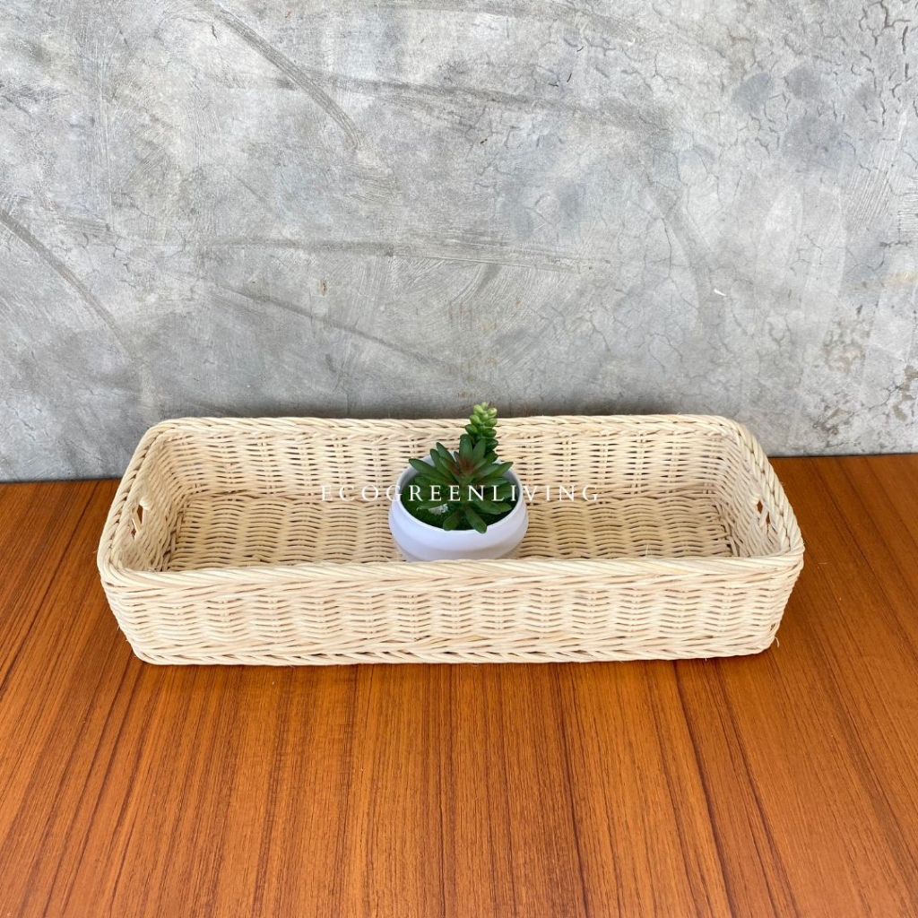 TRAY TEMPAT TOPLES / KERANJANG NAPKIN / LONGG TRAY ROTAN R8