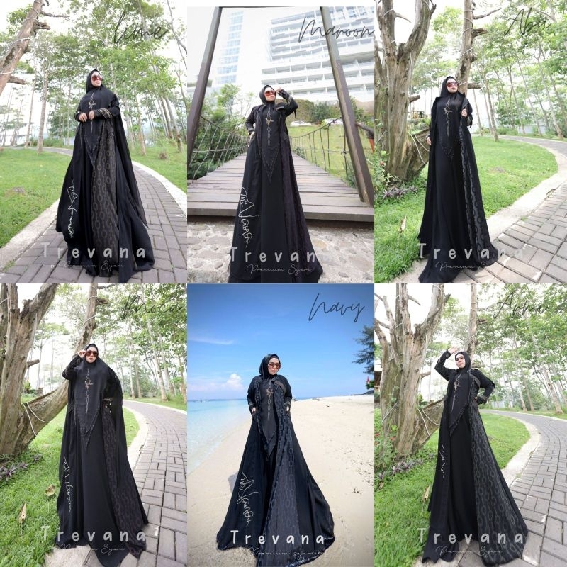 Amelia syari by Trevana gamis syari gamis muslimah gamis set khimar gamis hitam
