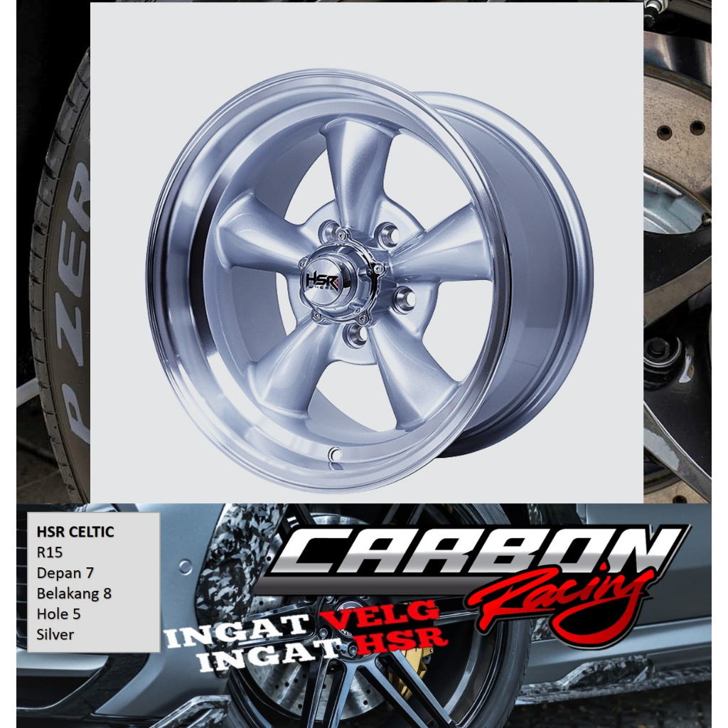 Velg Mobil Ring 15 HSR Celtic Baru, Pelek Mobil Celong Lubang 5 PCD 114.3 Silver untuk Innova Ertiga