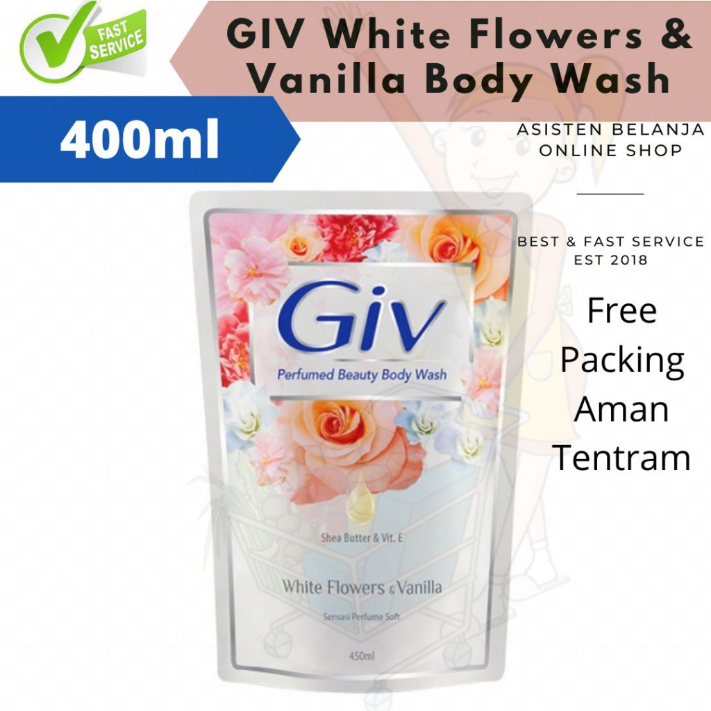 Sabun Mandi Cair GIV 400ml Refill 400 ml Bodywash White Flower &amp; Vanilla Beauty Shea Butter Vit E