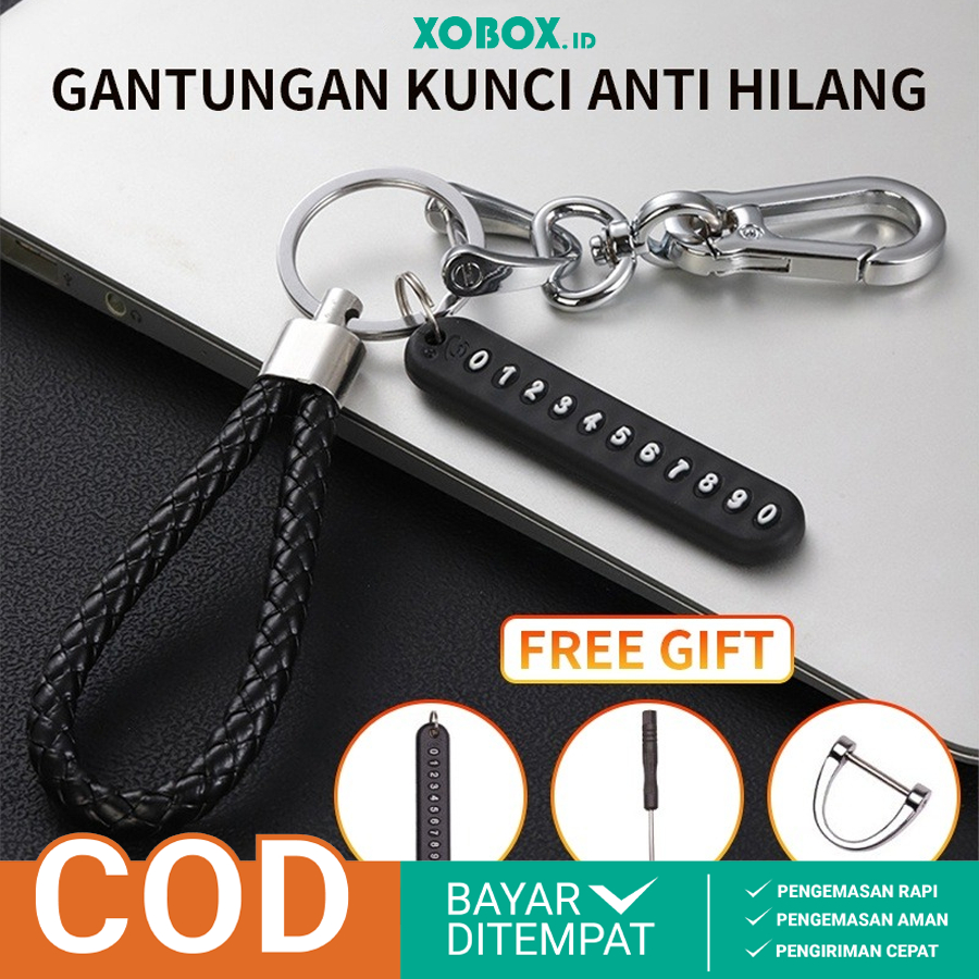 Set Gantungan Kunci Mobil Motor Tag No HP KeyChain 4in1 Anti Hilang HM041 - XOBOX