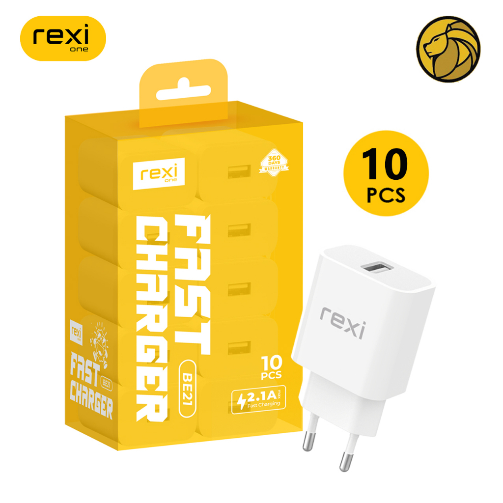 (10 Pcs) Batok Charger Rexi Fast Charging 2,1A Fireproof Material BE21